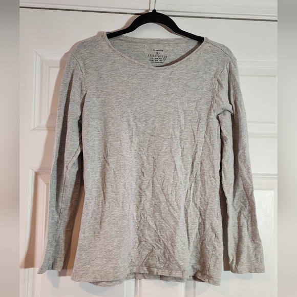 Primark Stretch Crew Gray Long Sleeve Top L - Picture 1 of 3